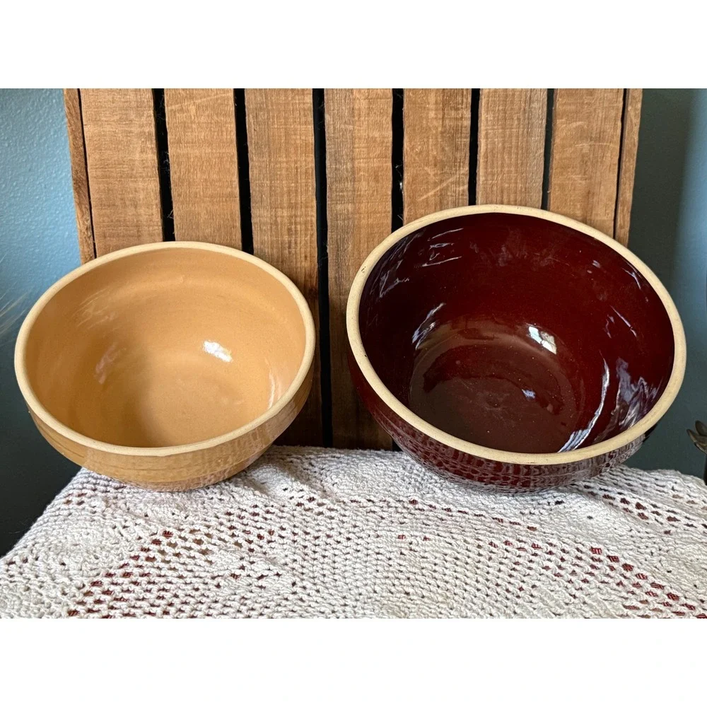 Vintage USA Ringware Stoneware Mixing Bowls 8